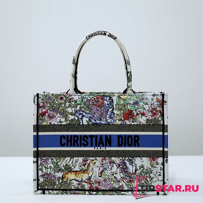 Medium Dior Book Tote Latte Multicolor D-Constellation Embroidery Size 36 x 27.5 x 16.5 cm - 1