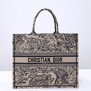 Large Dior Book Tote Chocolate Brown and Black Toile de Jouy Embroidery Size 42 x 35 x 18.5 cm - 1