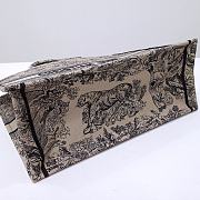 Large Dior Book Tote Chocolate Brown and Black Toile de Jouy Embroidery Size 42 x 35 x 18.5 cm - 5