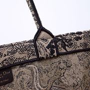 Large Dior Book Tote Chocolate Brown and Black Toile de Jouy Embroidery Size 42 x 35 x 18.5 cm - 2