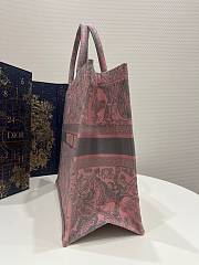 Large Dior Book Tote Pink and Gray Toile de Jouy Sauvage Embroidery Size 42 x 35 x 18.5 cm - 3