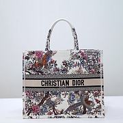 Large Dior Book Tote Latte Multicolor Dior Jardin d'Hiver Embroidery Size 42 x 35 x 18.5 cm - 1