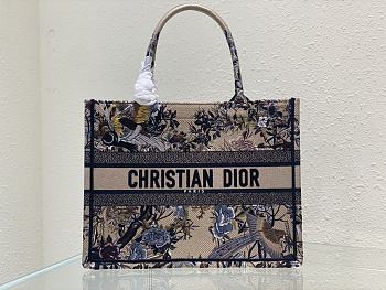 Medium Dior Book Tote Beige Multicolor Dior Jardin d'Hiver Embroidery Size 36 x 27.5 x 16.5 cm