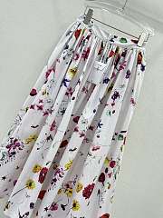 Dior Flared Mid-Length Skirt White Cotton Poplin with Red Multicolor Florilegio Motif - 2