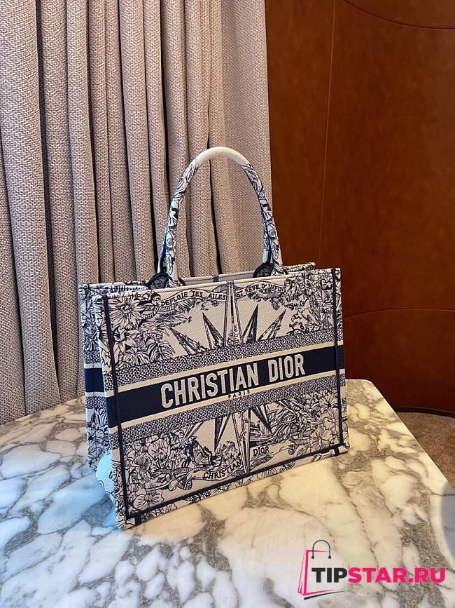 Medium Dior Book Tote White and Blue Rêve d'Infini Embroidery Size 36 x 27.5 x 16.5 cm - 1