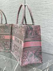 Medium Dior Book Tote Gray and Pink Toile de Jouy Reverse Embroidery Size 36 x 27.5 x 16.5 cm - 5