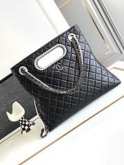 Chanel Shopping Bag Black Aged Shiny Lambskin AS4222 Size 27.5 × 33 × 6.5 cm - 1