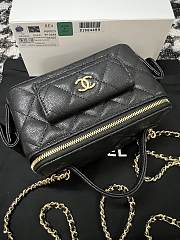 Chanel Clutch With Chain AP3017 Black Grained Shiny Calfskin Size 9.5 × 17 × 8 cm - 3