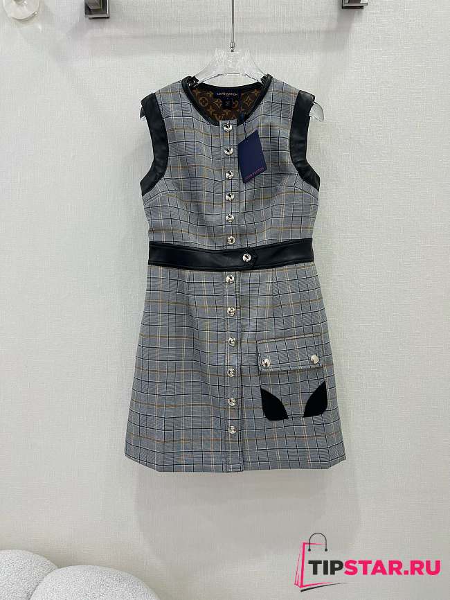 Louis Vuitton Leather Accent Check Dress - 1