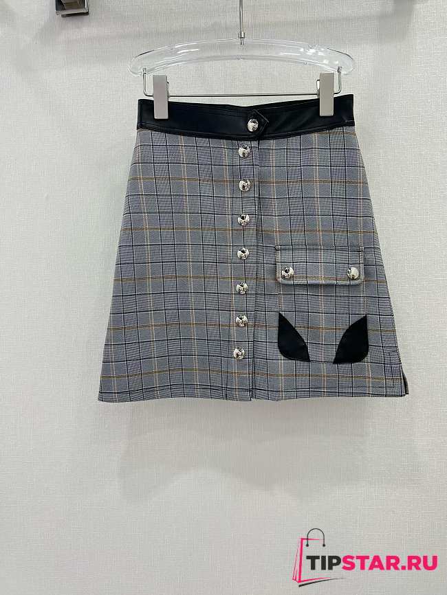 Louis Vuitton Leather Trim Check Mini Skirt - 1