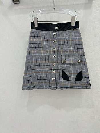 Louis Vuitton Leather Trim Check Mini Skirt