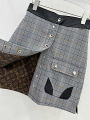 Louis Vuitton Leather Trim Check Mini Skirt - 2