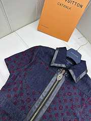 Louis Vuitton Flocked Monogram Denim Zip-Up Dress - 4