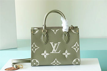 Louis Vuitton M46647 OnTheGo PM Khaki Cream Monogram Empreinte Size 25 x 19 x 11.5 cm