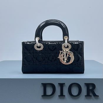 Dior Small Lady D-Joy Bag Black Patent Cannage Calfskin Size 22 x 12 x 6 cm