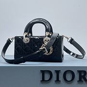 Dior Small Lady D-Joy Bag Black Patent Cannage Calfskin Size 22 x 12 x 6 cm - 5