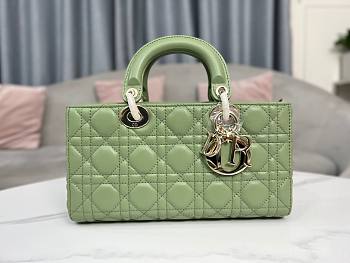 Dior Medium Lady D-Joy Bag Ethereal Green Cannage Lambskin Size 26 x 13.5 x 5 cm