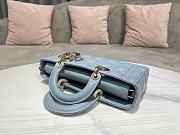 Dior Medium Lady D-Joy Bag Horizon Blue Cannage Lambskin Size 26 x 13.5 x 5 cm - 4