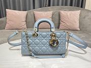 Dior Medium Lady D-Joy Bag Horizon Blue Cannage Lambskin Size 26 x 13.5 x 5 cm - 3