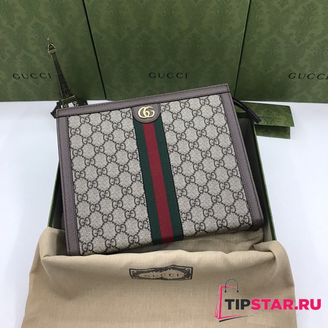 Gucci Ophidia Beige & Ebony GG Supreme Canvas 625549 Size 27x21x7 cm - 1