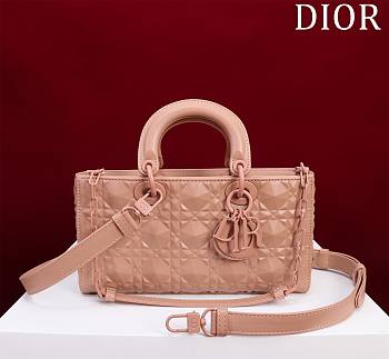 Dior Medium Lady D-Joy Bag Rose Des Vents Cannage Calfskin with Diamond Motif Size 26 x 13.5 x 5 cm