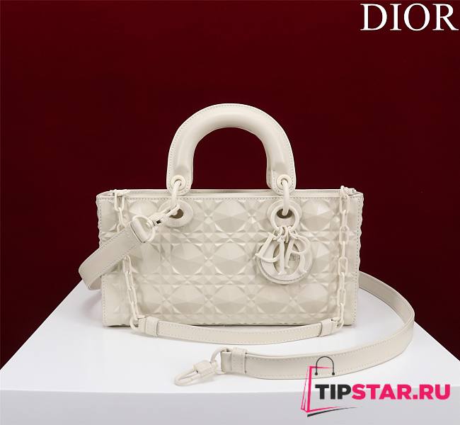 Dior Medium Lady D-Joy Bag Latte Cannage Calfskin with Diamond Motif Size 26 x 13.5 x 5 cm - 1