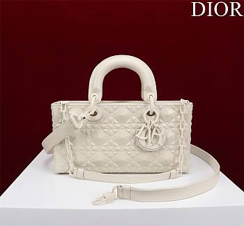Dior Medium Lady D-Joy Bag Latte Cannage Calfskin with Diamond Motif Size 26 x 13.5 x 5 cm