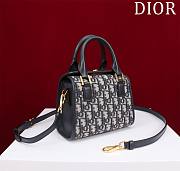 Dior Small Boston Bag Blue Dior Oblique Embroidery and Smooth Calfskin Size 20 x 12.5 x 16.2 cm - 4