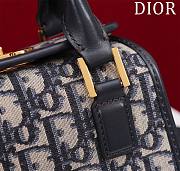 Dior Small Boston Bag Blue Dior Oblique Embroidery and Smooth Calfskin Size 20 x 12.5 x 16.2 cm - 3