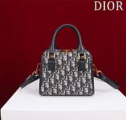 Dior Small Boston Bag Blue Dior Oblique Embroidery and Smooth Calfskin Size 20 x 12.5 x 16.2 cm - 1