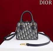 Dior Small Boston Bag Blue Dior Oblique Embroidery and Smooth Calfskin Size 20 x 12.5 x 16.2 cm - 2