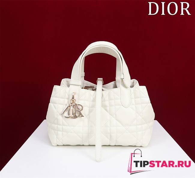 Small Dior Toujours Bag Latte Macrocannage Calfskin Size 23 x 14 x 12 cm - 1