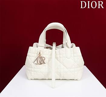 Small Dior Toujours Bag Latte Macrocannage Calfskin Size 23 x 14 x 12 cm