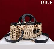 Medium Lady D-Joy Bag Natural and Black Wicker and Blue Dior Oblique Size 26*13.5*5cm - 2
