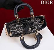 Medium Lady D-Joy Bag Natural and Black Wicker and Blue Dior Oblique Size 26*13.5*5cm - 3
