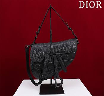 Dior Saddle Bag With Strap Black Dior Oblique Embossed Calfskin Size 25.5 x 20 x 6.5 cm