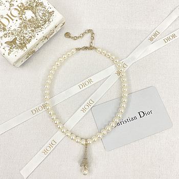 Dior Plan De Paris Choker Gold-Finish Metal and White Resin Pearls