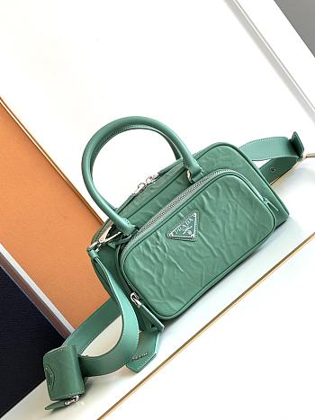 Prada Antique nappa leather multi-pocket top-handle bag Sage Green Size 24x7 cm