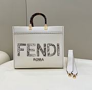 Fendi Sunshine Medium White Leather And Elaphe Shopper Size 35x31x17 cm - 1