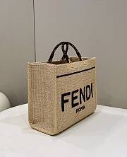 Fendi Sunshine Medium Black And Natural Straw Shopper Size 35x31x17 cm - 4