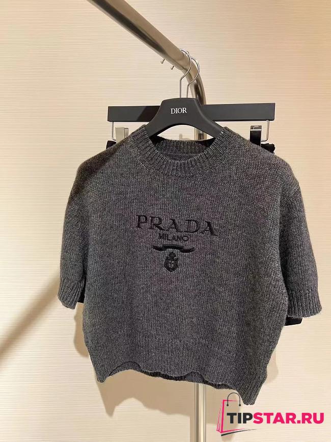 Prada Wool And Cashmere Crew-neck Sweater Gray - 1