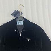 Prada Velvet Denim Blouson Jacket Black - 2