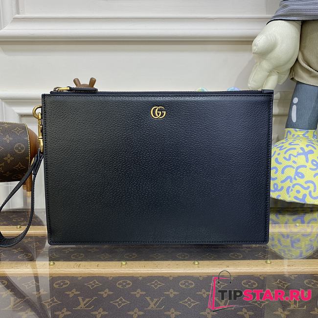 Gucci GG Marmont Leather Pouch Black Size 30.5x21x1.5 cm - 1