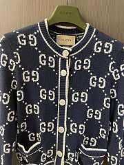 Gucci GG Cotton Jacquard Cardigan Dark Blue ‎753917 - 4