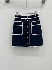 Gucci Cotton Horsebit Jacquard Skirt Dark Blue 756614 - 1