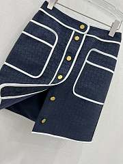 Gucci Cotton Horsebit Jacquard Skirt Dark Blue 756614 - 4