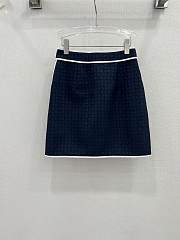 Gucci Cotton Horsebit Jacquard Skirt Dark Blue 756614 - 3