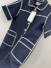 Gucci Cotton Horsebit Jacquard Dress Dark Blue ‎744858 - 2
