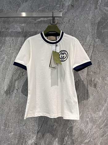 Gucci Cotton Jersey T-Shirt With Gucci Embroidery Off White
