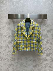 Gucci Check Lamé Tweed Jacket Yellow & Blue 752649 - 1